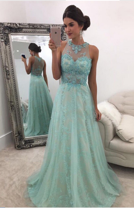 Aqua Evening Gowns