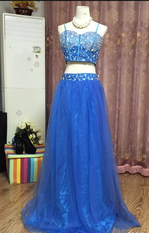 The Prom Dress, The Blue Two-part Dress, A Real Picture, The Dress ，party Dresses