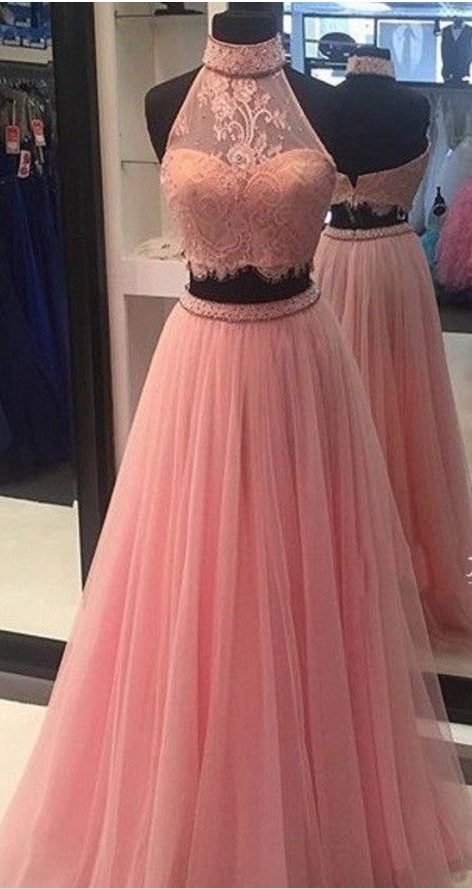 Pink Neck Ball Gown,2 Party Dresses.