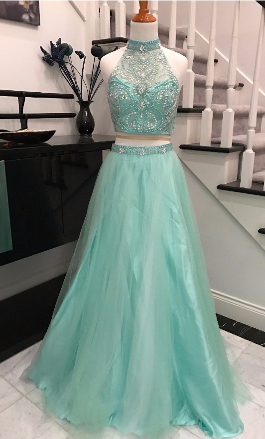 Sexy Prom Dress,sleeveless Prom Dress,two Piece Prom Dresses,beaded Homecoming Dress,evening Party Dress