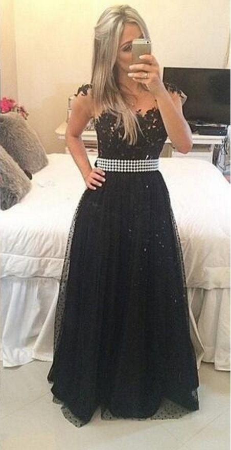 Sexy Prom Dress,formal Evening Dress,long Evening Dress,black Tulle Prom Dress