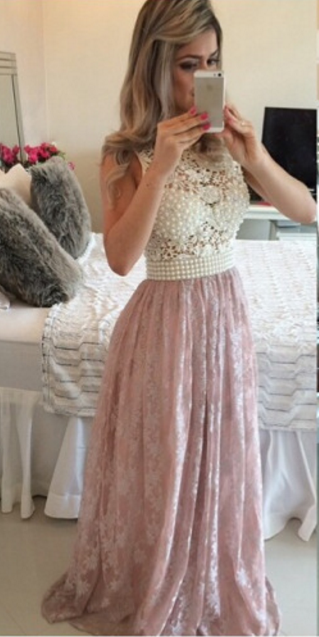 Gray Scoop Long Sleeves Appliques Prom Dresses LBQ1133 main image 1