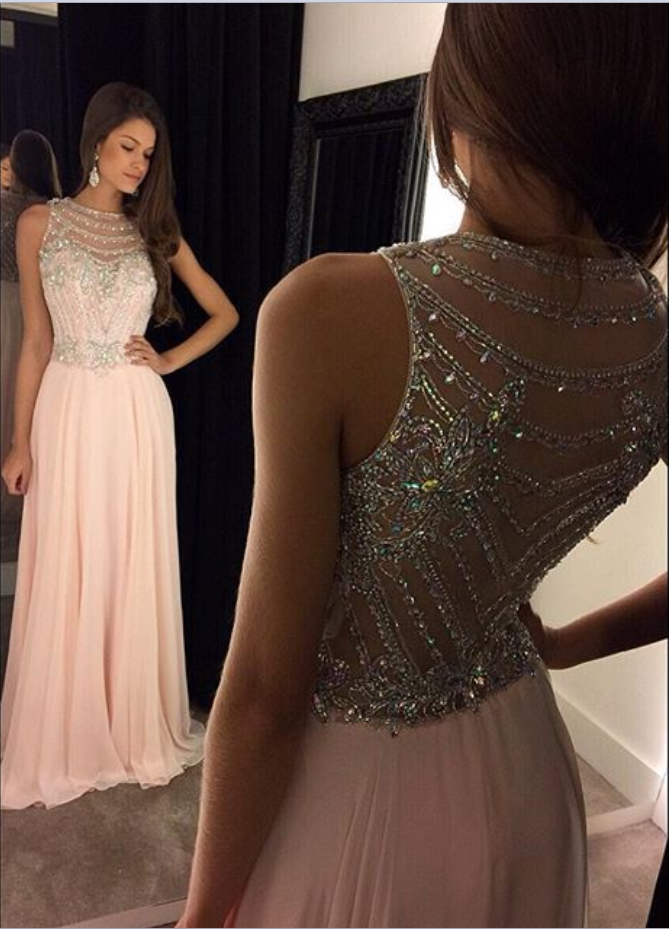 Beaded Prom Dress,a-line Prom Dress,pink Prom Dress,fashion Prom Dress, Party Dress,