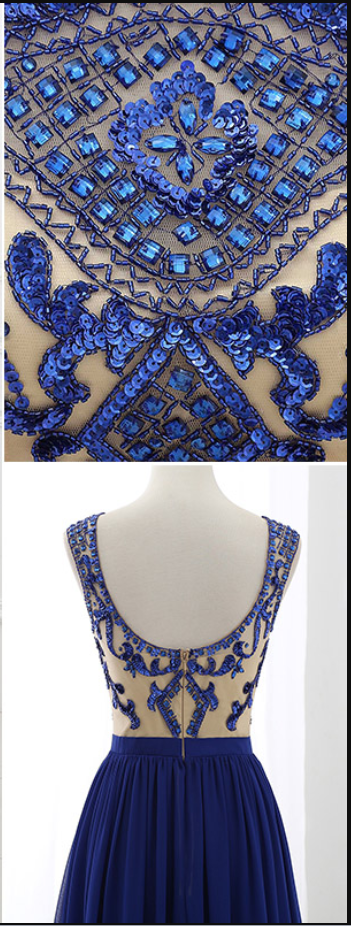 Simple Royal Blue A-line Prom Dress,Royal Blue Muslim Dress Y6982