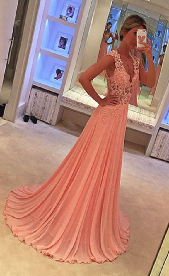 Prom Dress,pink Prom Dresses,elegant Chiffon Lace Long Prom Dresses,ball Gowns Evening Dresses