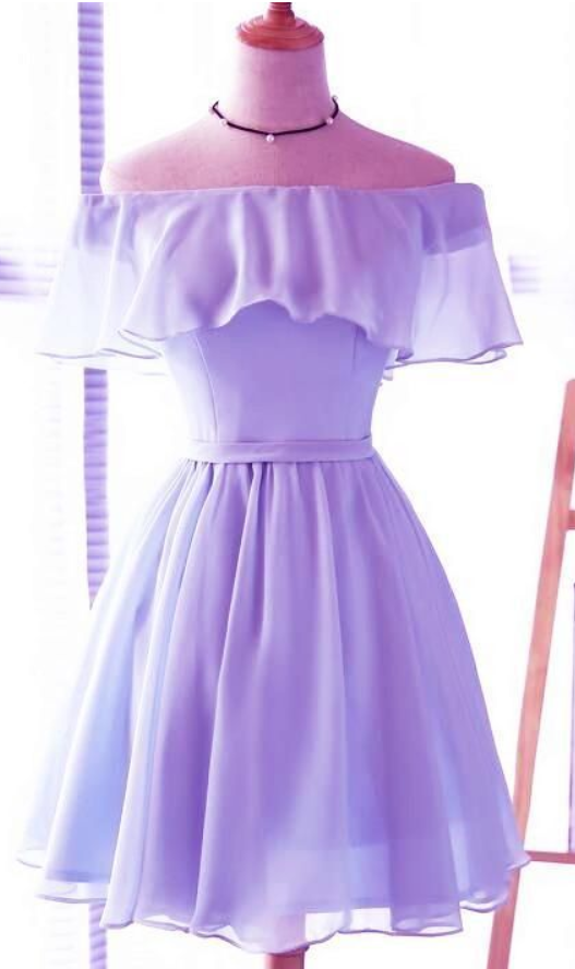 Lavender & Fuchsia Off-the-Shoulder Ruffles Homecoming Dress – Dreamdressy