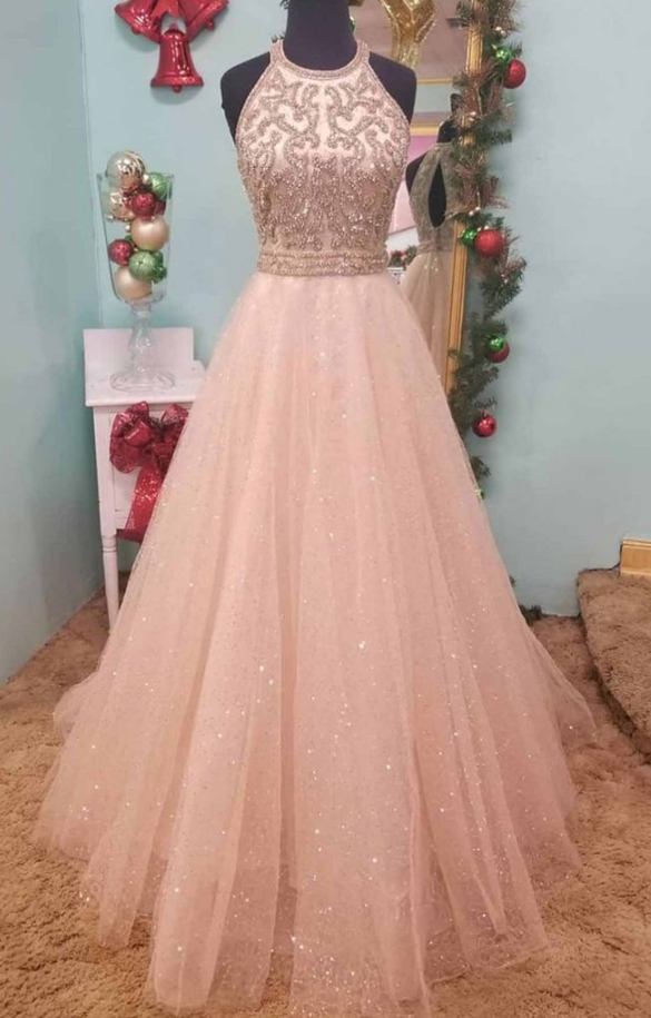 Halter Sparkly Prom Dresses,fancy Dresses,prom Dress,prom Dresses,long Prom Dress