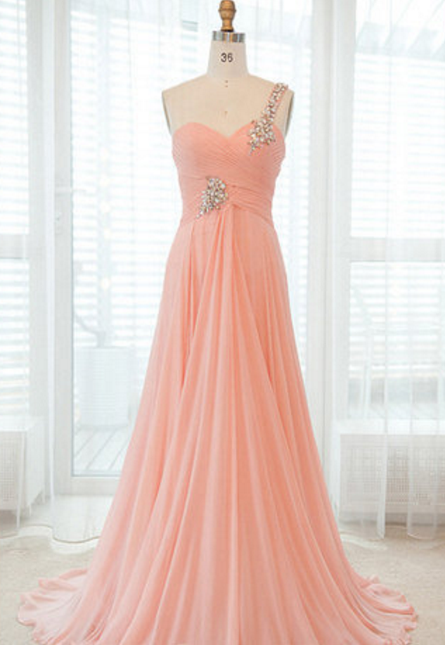 One Shoulder Prom Dress , Elegant Prom Dress , Long Prom Dress, Evening Dress