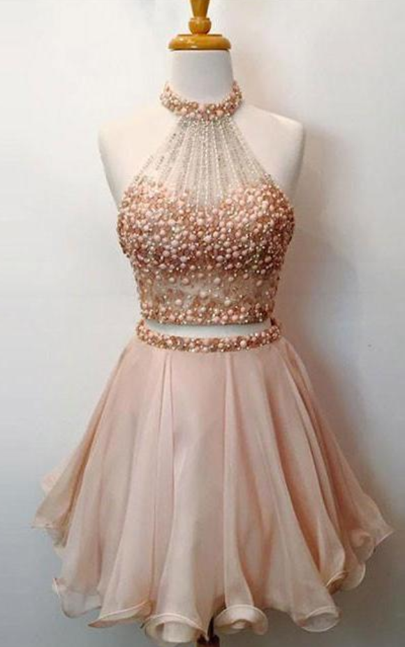 Cute Two Pieces Short Prom Dress, Cute Homecoming Dress