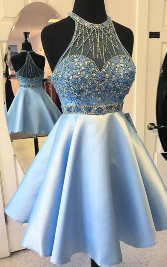 Cute Blue Short Prom Dress, Blue Homecoming Dress