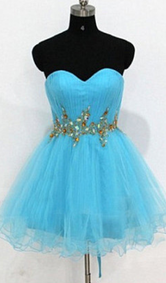Blue Sweetheart Homecoming Dress,organza Homecoming Dresses