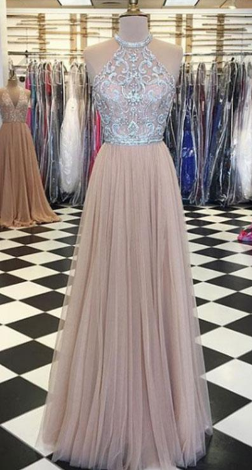 Charming Prom Dress, A Line Tulle Prom Dresses, Long Evening Dress,