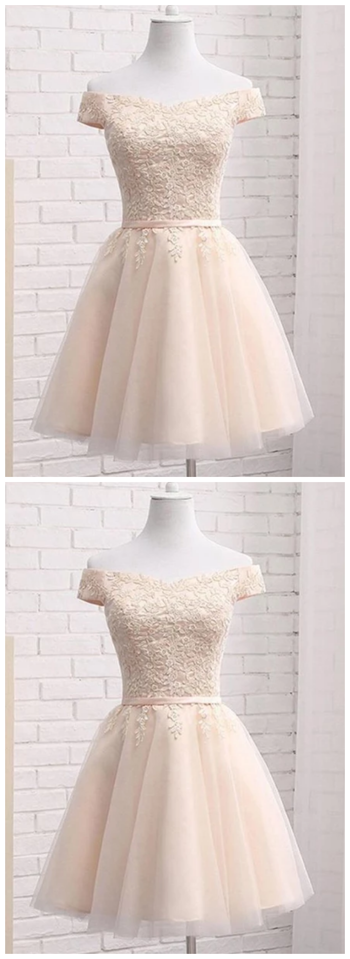 A Line Off Shoulder Tulle Short Homecoming Dress With Appliques, Mini Sweet 16 Dress