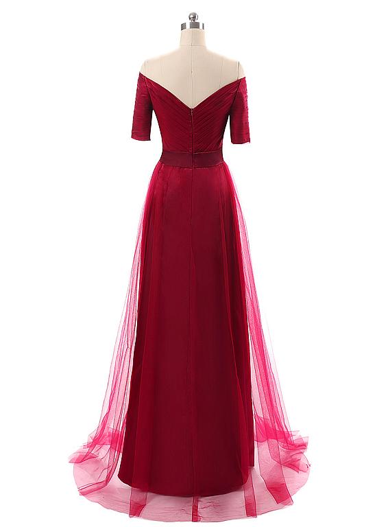 Gorgeous Tulle Off-the-shoulder Neckline A-line Evening Dresses With ...