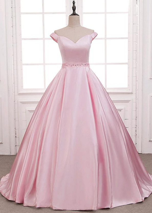 A Line Off The Shoulder Beadings Prom Dress LBQ0953