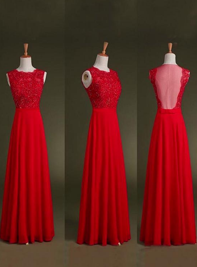 Chic Chiffon & Tulle Jewel Neckline Floor-length A-line Prom Dress