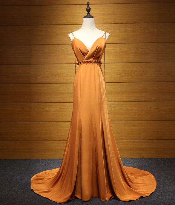 Sexy Evening Dress,orange Party Dress, Prom Dress, Satin Evening Dress, Formal Dress,custom Dress, Fashion