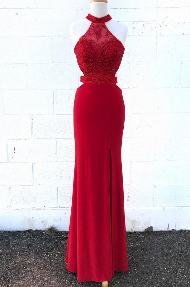 Sexy Red Evening Dresses, Lace And Beading Dress, Long Prom Dresses, Princess Prom Dress,appliques Prom Dress,elegant Women Dress,formal Party