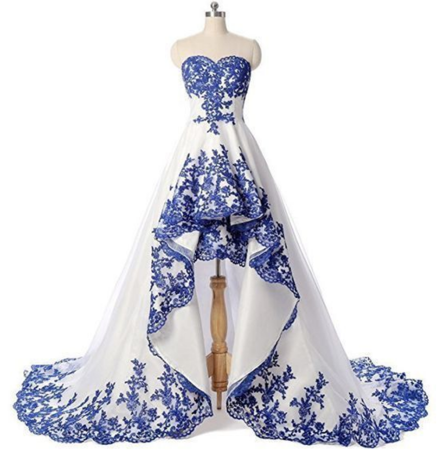 Royal blue and white best sale prom dresses