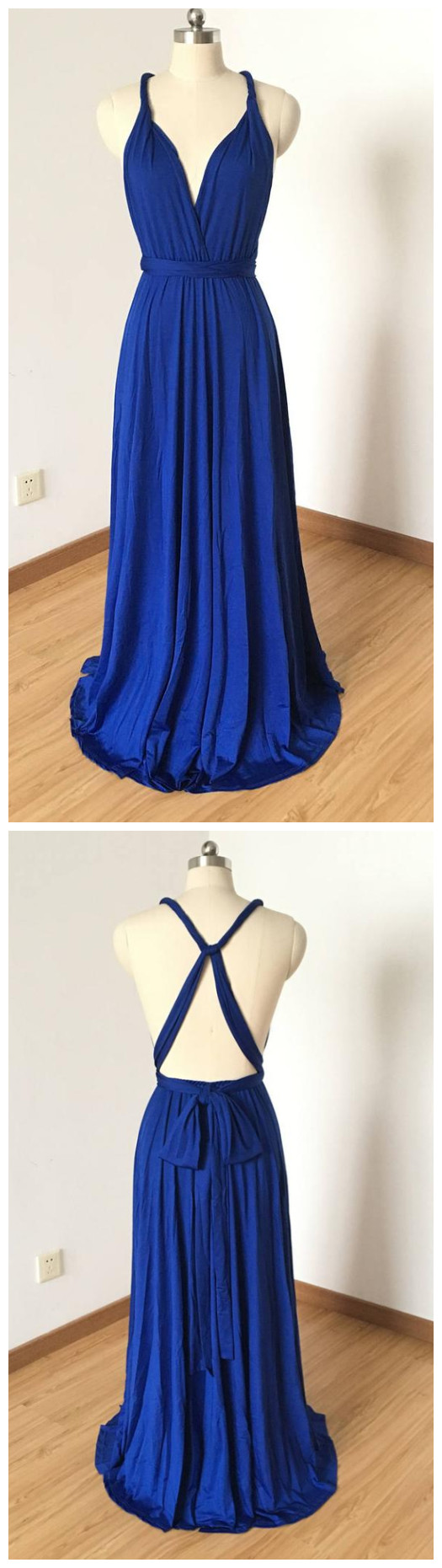 Royal Blue Spandex Long Convertible Bridesmaid Dress