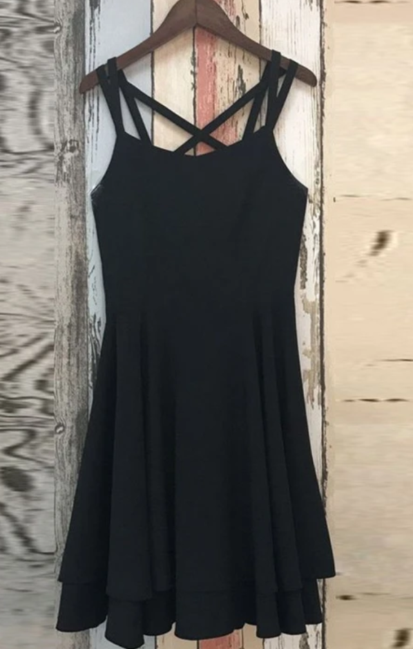 A-line Criss-cross Straps Spandex Little Black Homecoming Dress