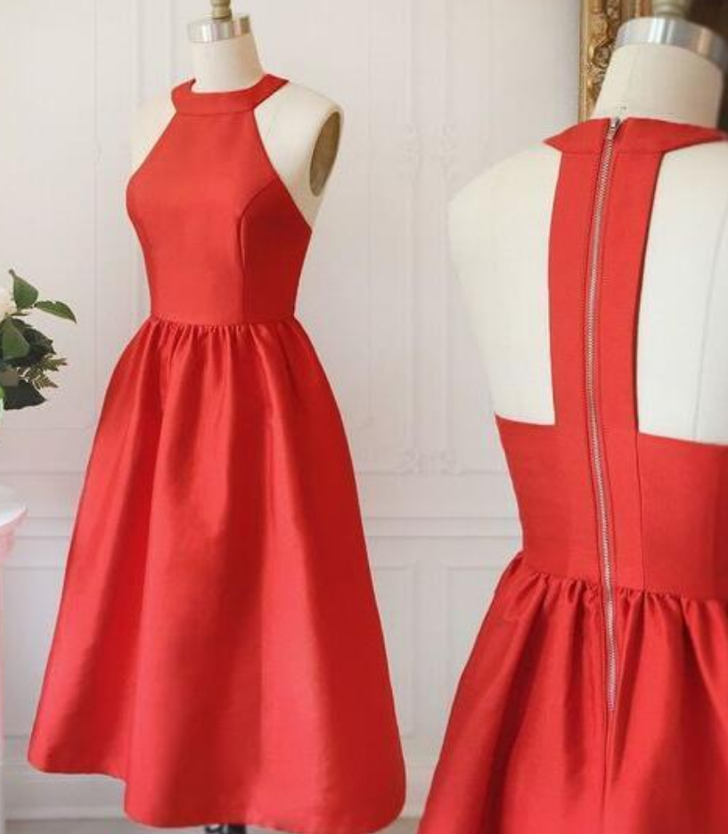 Aline Dress, High Neck Dress,red