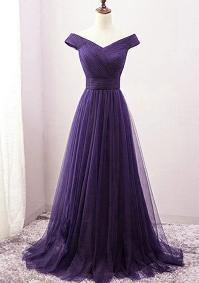 Beautiful Off The Shoulder Long Bridesmaid Dress, A-line Evening Gowns