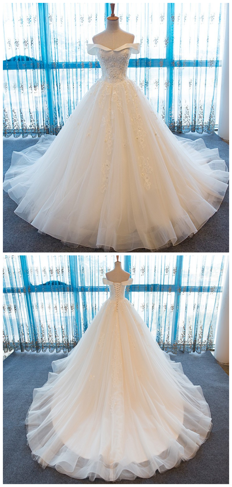 High Quality Off The Shoulder Wedding Dresses Vintage Appliqued Tulle A-Line Handmade Bridal Gowns Vestido De Noiva Lace Bridal Dresses