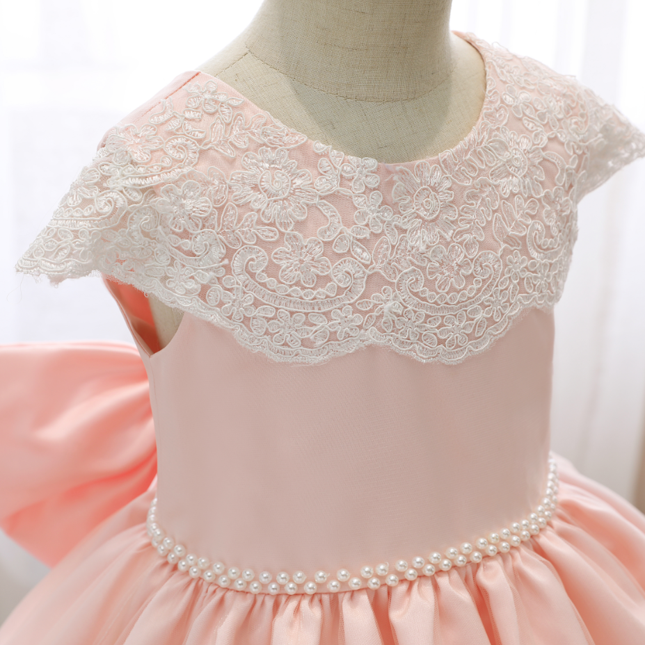 Flower Girl Dresses, Baby Girl Dress Retro Embroidery Elegant Lace Jacquard Wedding Princess Girl Birthday Party Dress for Girl Baby Girls