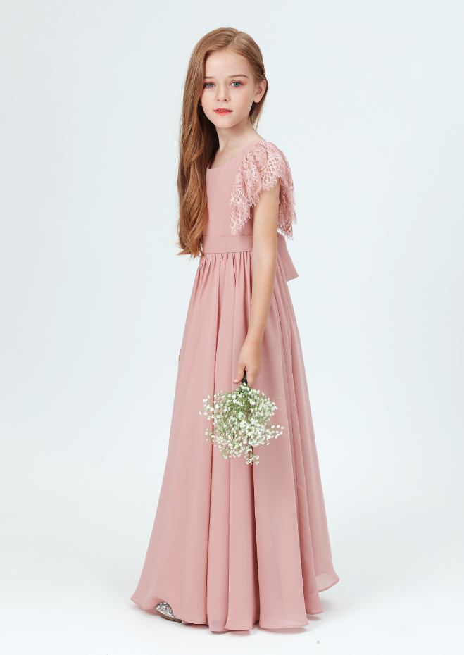 Flower Girl Dresses, 2021 Girl Wedding Party Dress Prom Gown Fashion Clothing Short Sleeve 10 Colors Little Bridesmaid Dresses For Gilr 2-14 Size