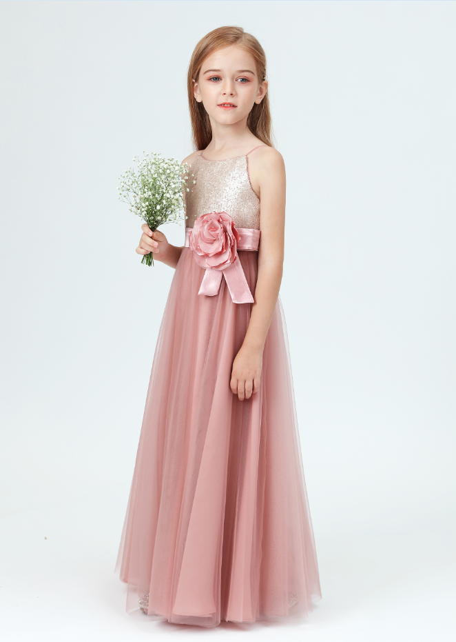 gold flower girl dresses long sleeve Caelia | Brown Asymmetric-Neck Maxi Dress With Gold-Detailing And Sash