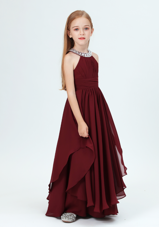 red childrens bridesmaid dresses American girl party dress, Satin girl dress red, baby girl dresses with  sleeves, lace baby gown, ivory girl dress main image 0