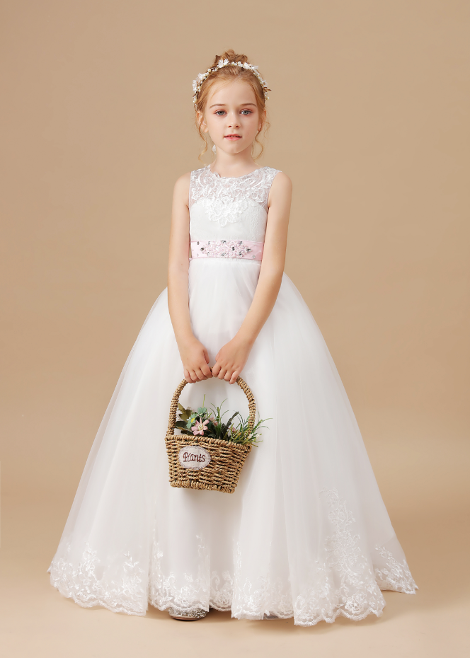 Flower Girl Dresses, Mesh Butterfly Wedding Party Princess Dress Sleeveless Sweet Kids Clothes Bow Birthday Party Dress