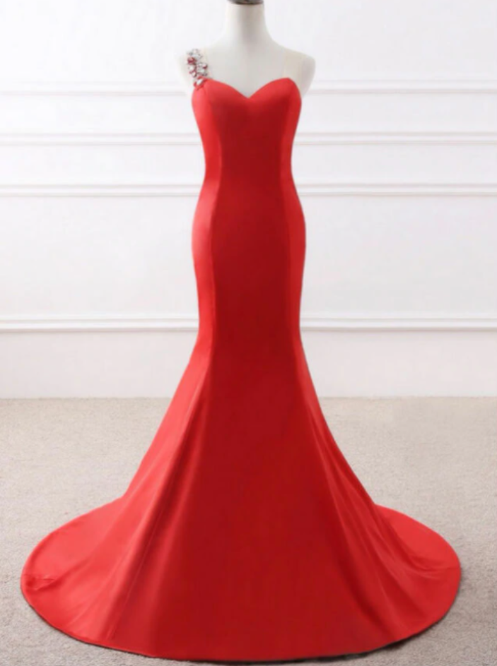 Evening Dresses Red Elegant Floor-length Party Prom Dress With Bow
