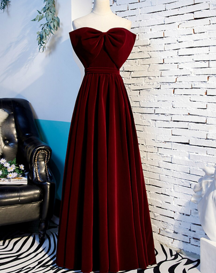 burgundy velvet strapless dress STRAPLESS VELVET MINI DRESS BURGUNDY BURGUNDY / LARGE main image 0