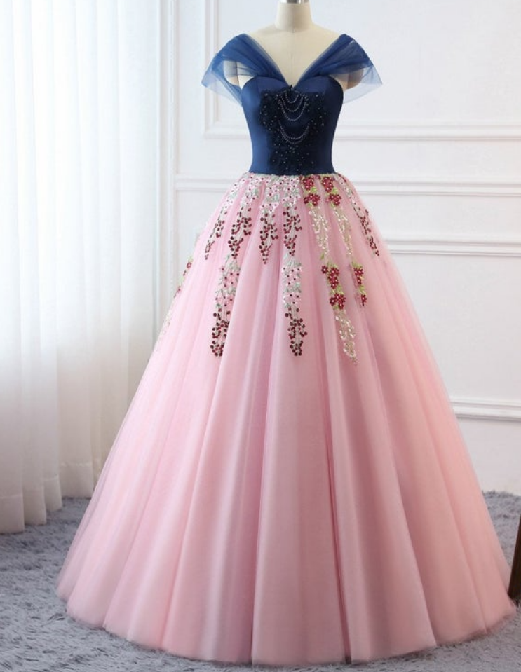 Prom Dress Ball Gown Long Quinceanera Dress Floral Flowers Masquerade Prom Dress Wedding Bride Gown