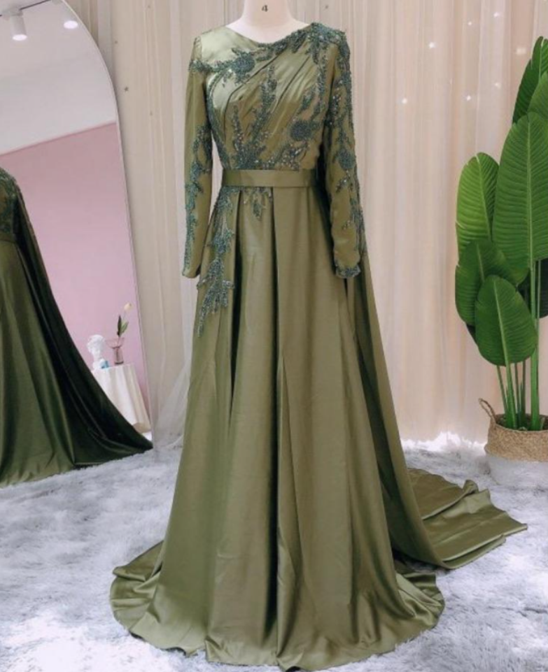 Custom Made Prom Dress Long Sleeves Dubai Evening Dresses Muslim Women ...