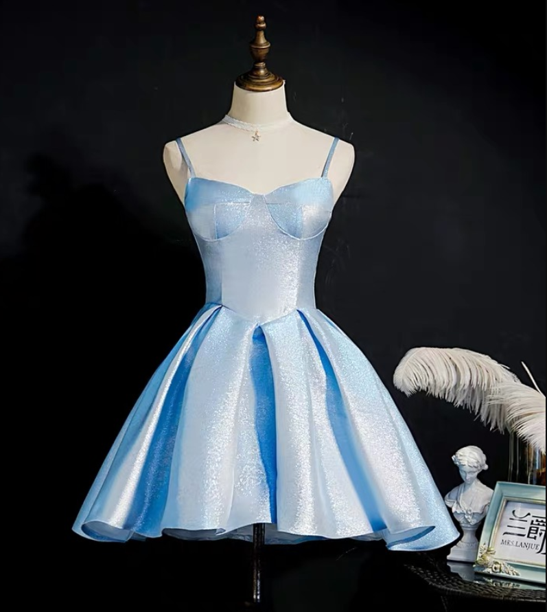 Sky Blue Evening Dress, Short Birthday Evening Dress, Princess Dress Temperament Socialite Dress,custom Made