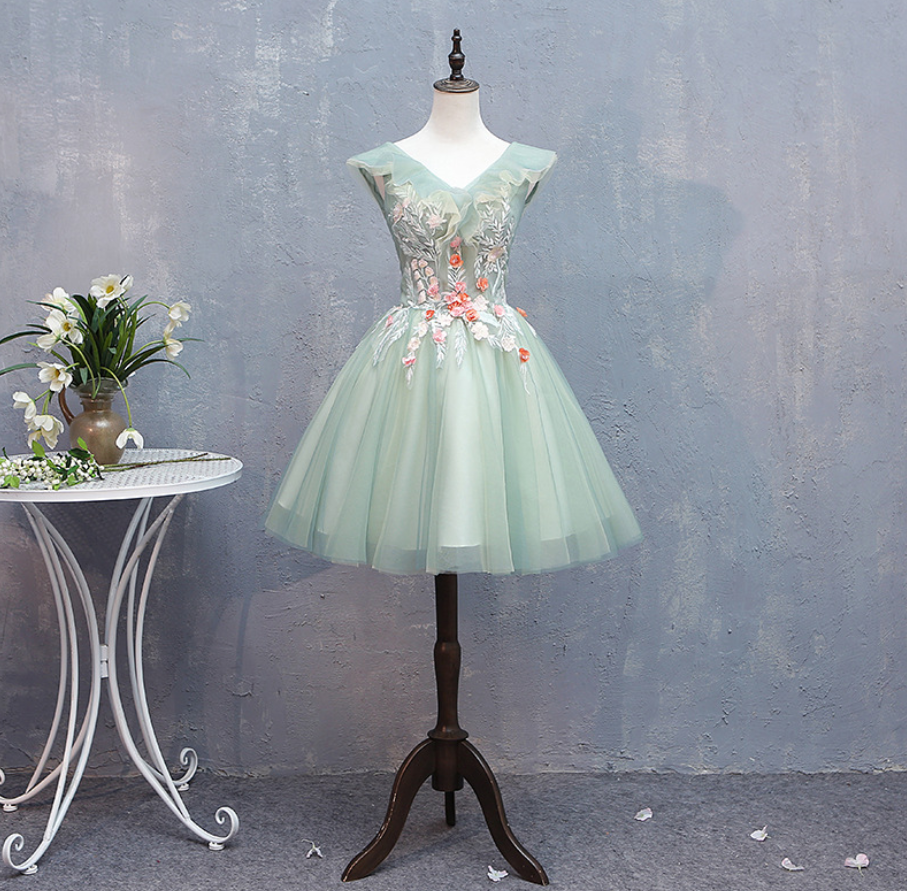Color Gauze Dress, Host Bouffant Dress, Spring V-neck Evening Dress,custom Made
