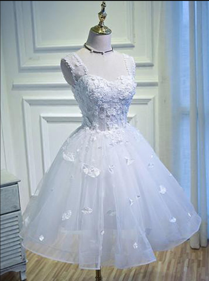 Charming Prom Dress, Elegant Homecoming Dress, Appliques Evening Dress, Short Prom Gowns