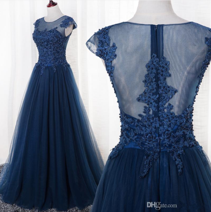 2019 New Blue Lace Prom Dress, Two Pieces Long Sleeves Prom Dress 2019 New Blue Lace Prom Dress, Two Pieces Long Sleeves Prom Dress