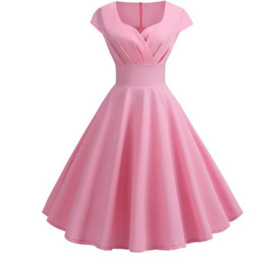 Pink Summer V Neck Vintage Homecoming Dress