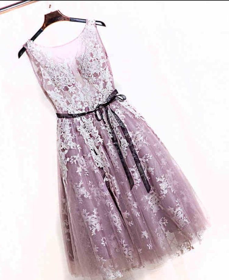 Cute Pink Lace Short Prom Dress,pink Evening Dress