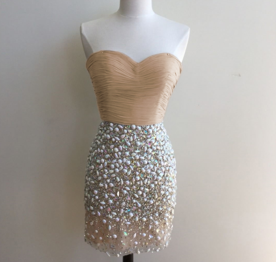 Sheath Prom Dress,short Prom Dress 2017,homecoming Dress 2017,pearl Beaded Cocktail Dress,luxury Cocktail Dress,women's Party Dress
