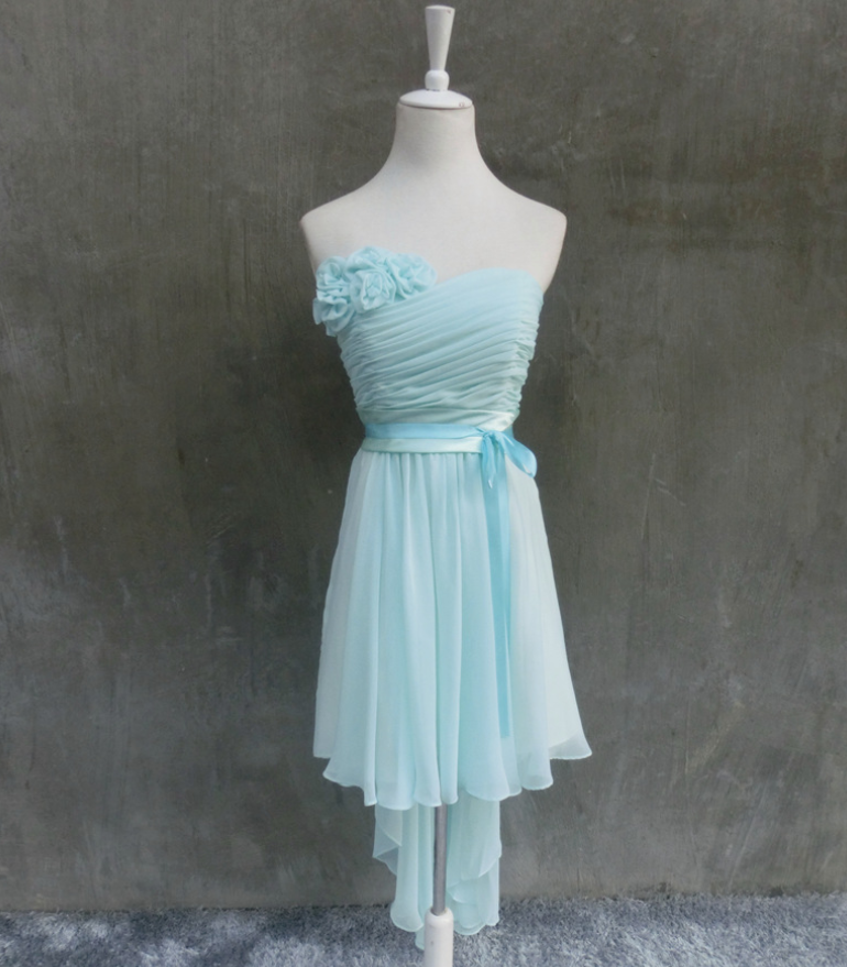 Light Sky Blue Homecoming Dress,High Low Homecoming Dresses,Chiffon Homecoming Gown