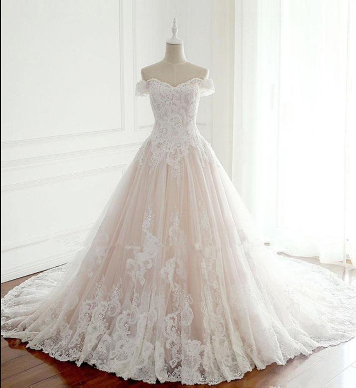 Princess Wedding Dresses Turkey White Appliques Pink Satin Inside Elegant Bride Gowns Plus Size