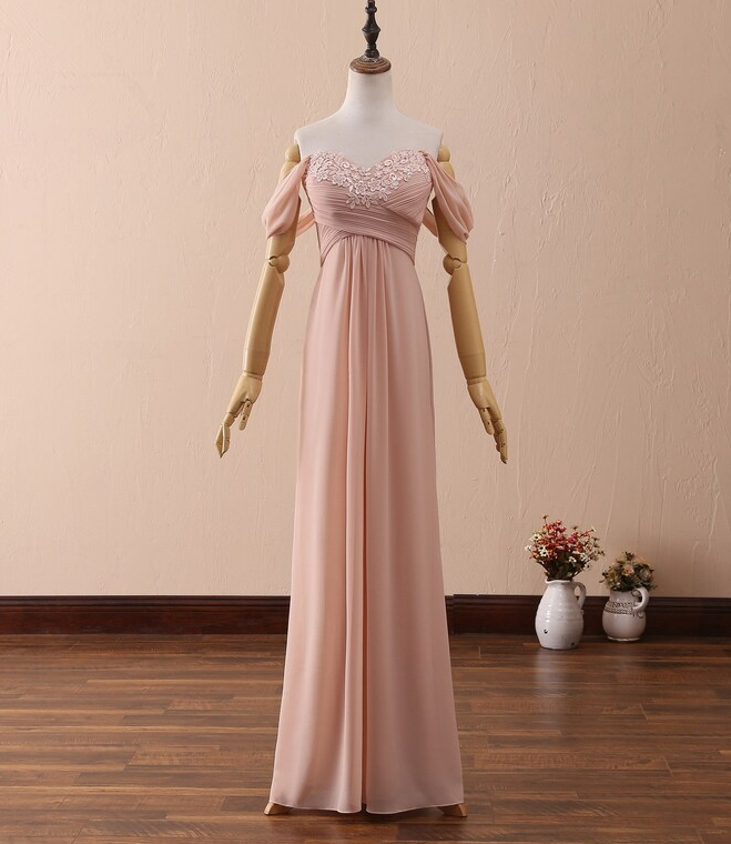 Floral Lace Prom Dress Long,sexy Off Shoulder Evening Dress Low Back,dusty Pink Draped Women Formal Party Dress,bridesmaid Dress Chiffon
