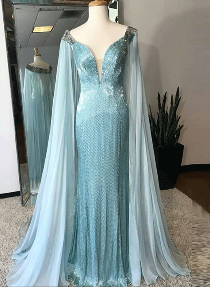 Deep V-neck Sheath Floor-length Sequined Prom Dress