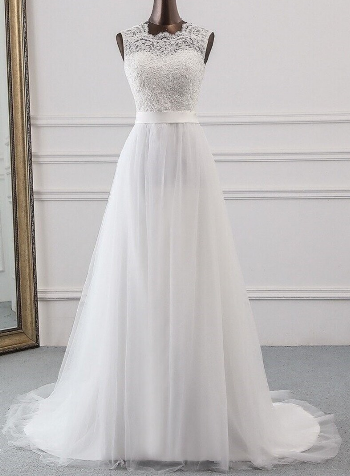 Prom Dresses Elegant Long Bridal Gown, Boho Wedding Dress, Ivory Wedding Dress