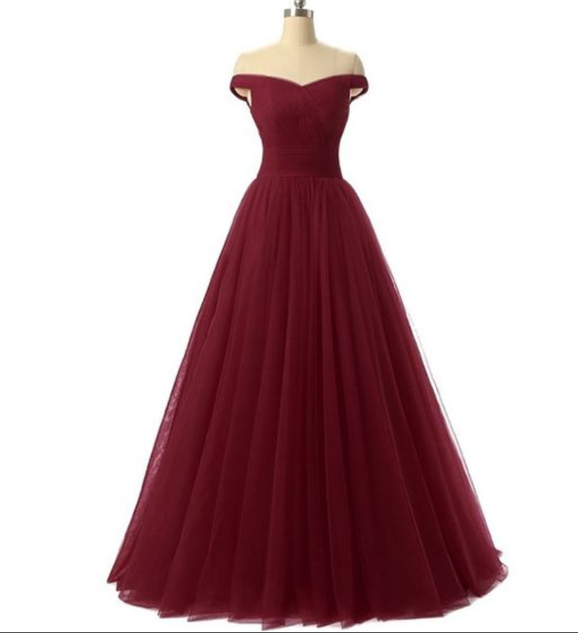 Prom Gown,pretty Off Shoulder Burgundy Prom Dresses Evening Gowns,burgundy Formal Dresses, Burgundy Prom Dresses